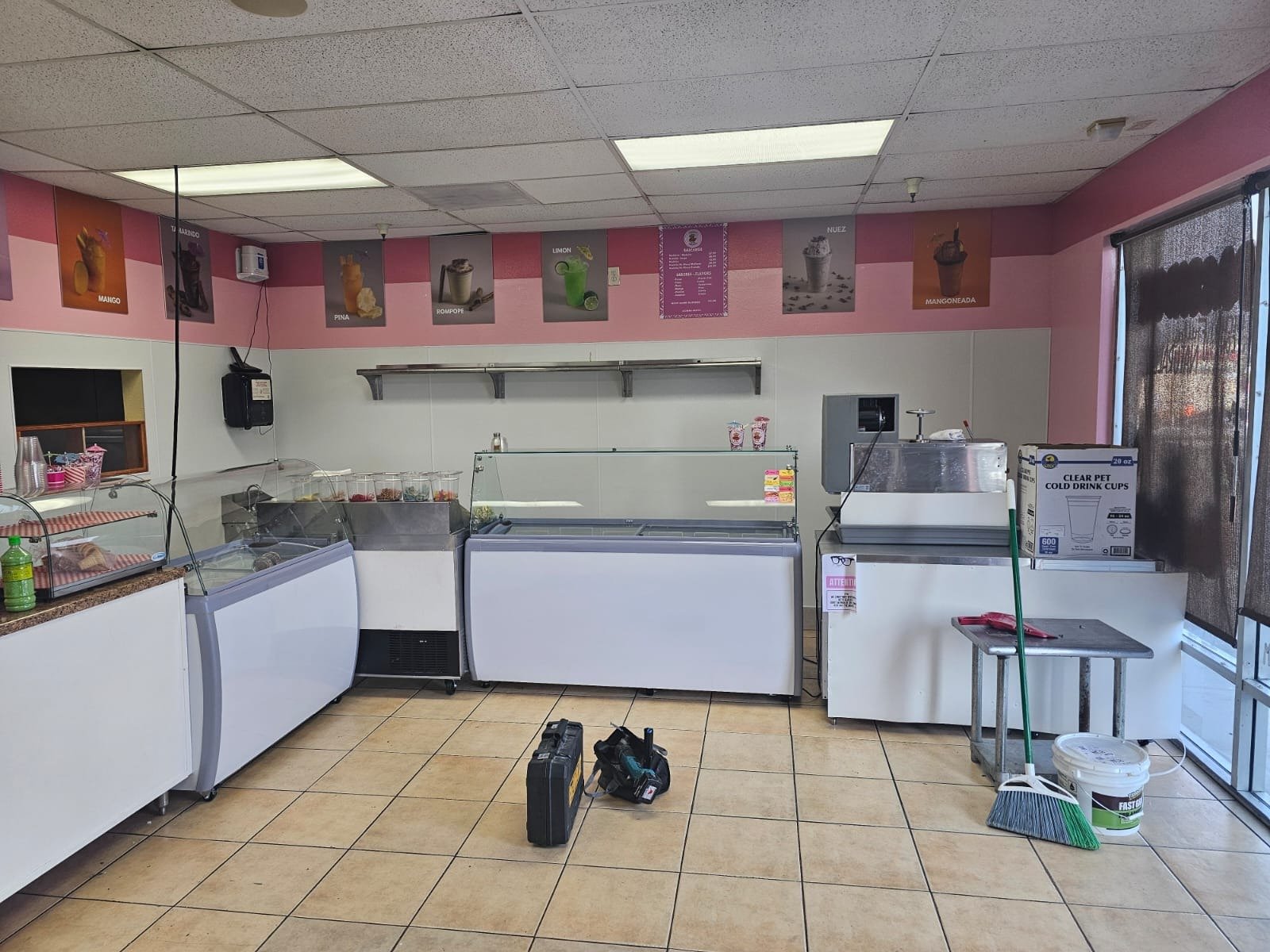 Washable FRP wall panels installed in a commercial food-service space